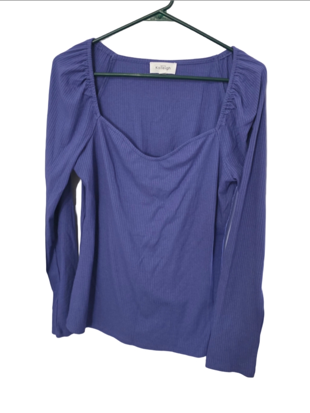 Women's Kaileigh Long Sleeve Ribbed Tee Purple XL fall trendy preppy y2k 90's